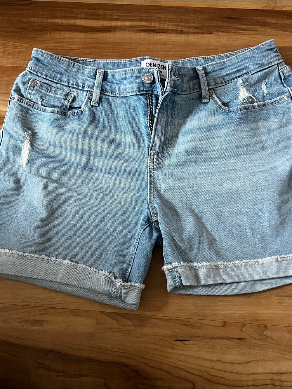 Denizen from Levi's Light Blue Distressed Denim Shorts